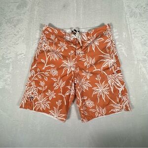 Polo Ralph Lauren Swim Trunk Men Size M Orange Floral Lined Embroidered Logo